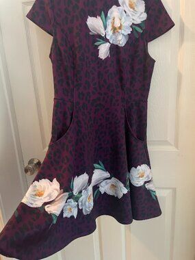 Ted Baker Plum Floral/Animal Print Mini Dress